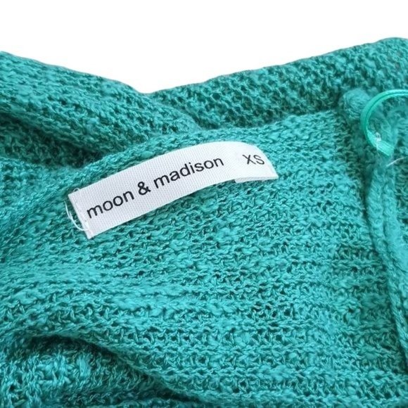 Moon & Madison Green Off The Shoulder Twist Front Sweater - Picture 10 of 10